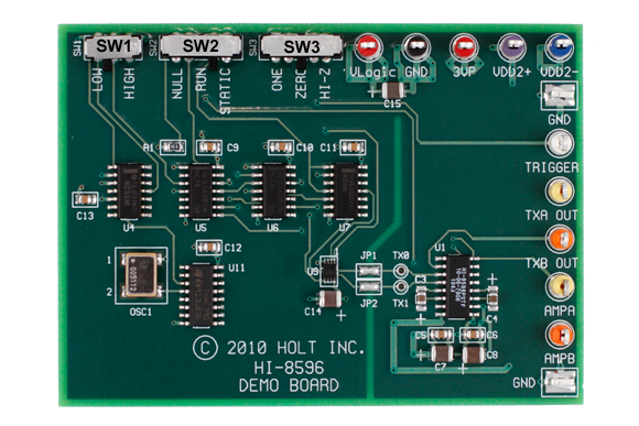 ADK-8596: HI-8596 CMOS 3.3V ARINC Line Driver Demonstration Board - Holt Integrated  Circuits, Inc.